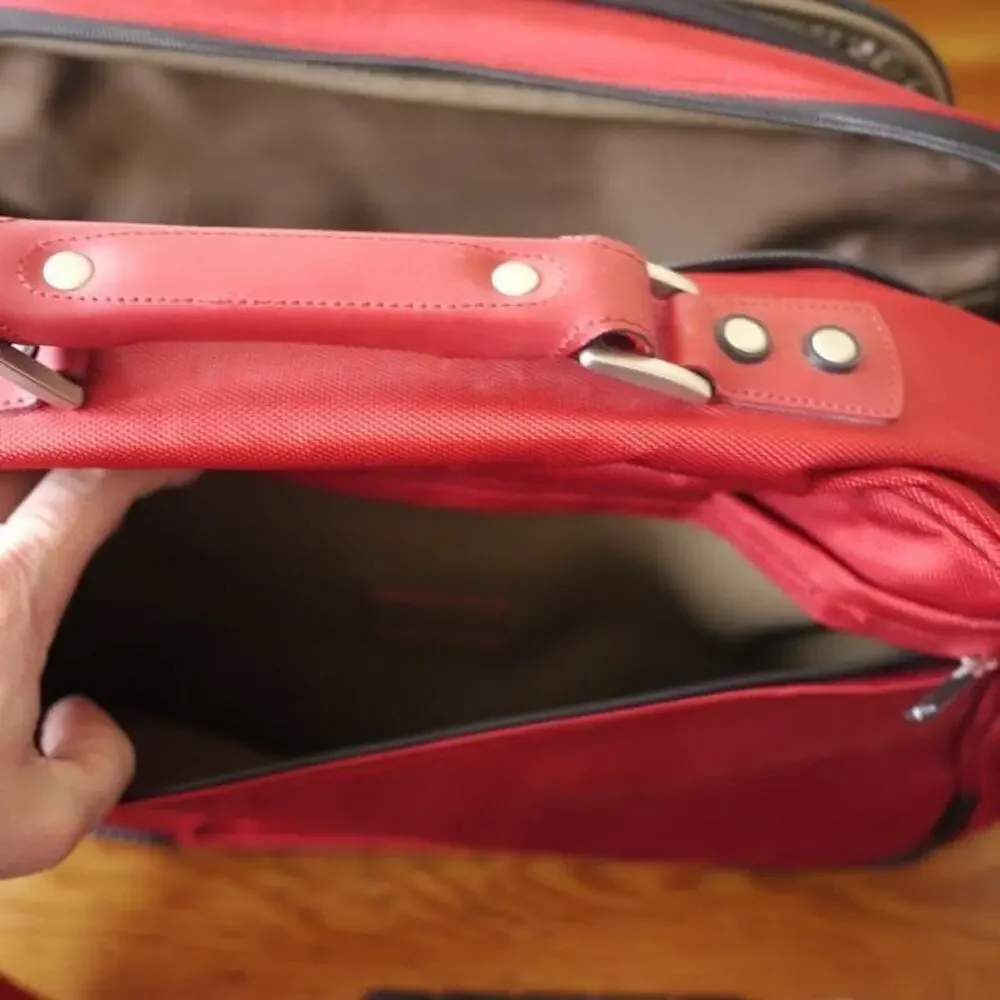 American Tourister Red Nylon Soft Shell Travel Shoulder Carry On Suitcase Bag